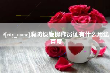 沂南消防设施操作员证有什么用途百度
